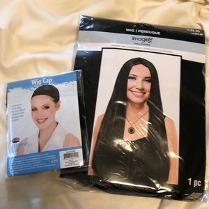 Black Wig and Wig Cap